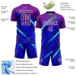 Uniforme personalizado de sublimación de fútbol morado y blanco de Jersey Lines Royal Uniforme personalizado de sublimación de fútbol morado y blanco de Jersey Lines Royal