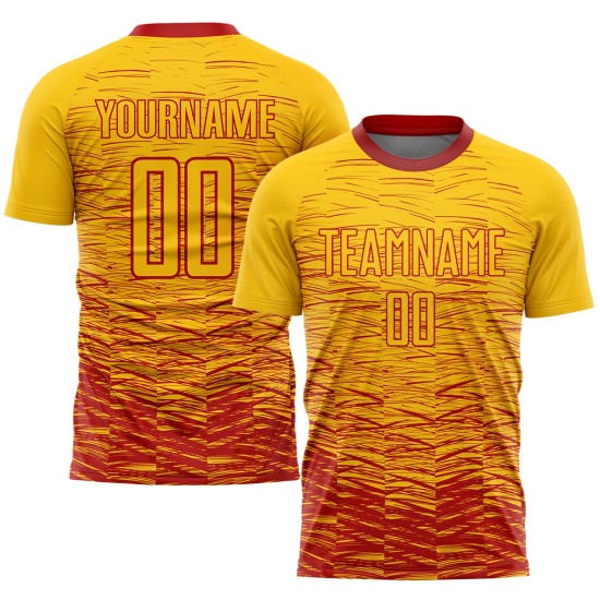 Camiseta de fútbol roja personalizada, uniforme de sublimación amarilla Camiseta de fútbol roja personalizada, uniforme de sublimación amarilla