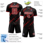 Uniforme de fútbol sublimado personalizado, camiseta negra, roja y blanca Uniforme de fútbol sublimado personalizado, camiseta negra, roja y blanca