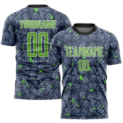 Camiseta de fútbol gris personalizada con sublimación neón verde y negro
