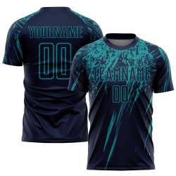 Camiseta de fútbol de sublimación verde azulado personalizada