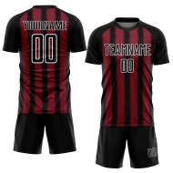 Camiseta de fútbol personalizada de sublimación en negro carmesí y blanco. Camiseta de fútbol personalizada de sublimación en negro carmesí y blanco.