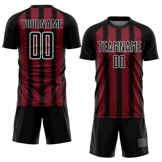 Camiseta de fútbol personalizada de sublimación en negro carmesí y blanco. Camiseta de fútbol personalizada de sublimación en negro carmesí y blanco.