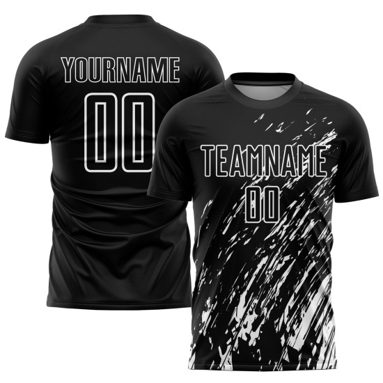 Uniforme de fútbol personalizado por sublimación, blanco y negro Uniforme de fútbol personalizado por sublimación, blanco y negro