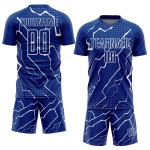 Camiseta personalizada de fútbol Royal Lightning, uniforme blanco de sublimación Camiseta personalizada de fútbol Royal Lightning, uniforme blanco de sublimación