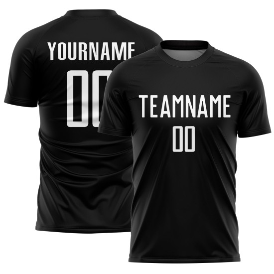 Uniforme de fútbol personalizado blanco sublimado camiseta negra Uniforme de fútbol personalizado blanco sublimado camiseta negra