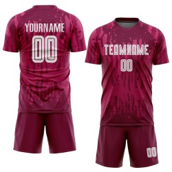 Uniforme de sublimación, camiseta de fútbol personalizada de visitante, color carmesí, blanco Uniforme de sublimación, camiseta de fútbol personalizada de visitante, color carmesí, blanco