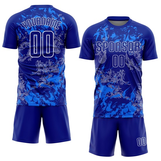 Uniforme de fútbol de sublimación personalizado, camiseta Royal Royal-White Uniforme de fútbol de sublimación personalizado, camiseta Royal Royal-White
