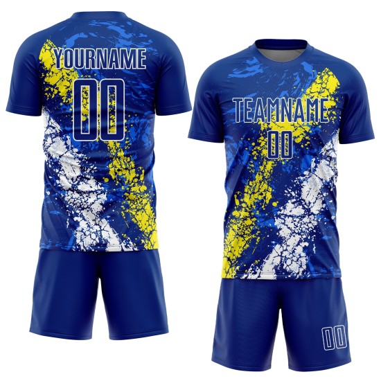 Camiseta de fútbol de sublimación, color amarillo claro y blanco, personalizada, con goteo y arte real, con salpicaduras Camiseta de fútbol de sublimación, color amarillo claro y blanco, personalizada, con goteo y arte real, con salpicaduras