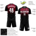 Camiseta personalizada de fútbol sublimada, uniforme blanco y rojo, color negro Camiseta personalizada de fútbol sublimada, uniforme blanco y rojo, color negro