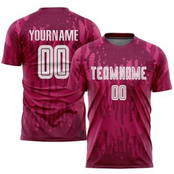 Uniforme de sublimación, camiseta de fútbol personalizada de visitante, color carmesí, blanco