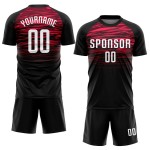 Camiseta personalizada de fútbol sublimada, uniforme blanco y rojo, color negro Camiseta personalizada de fútbol sublimada, uniforme blanco y rojo, color negro