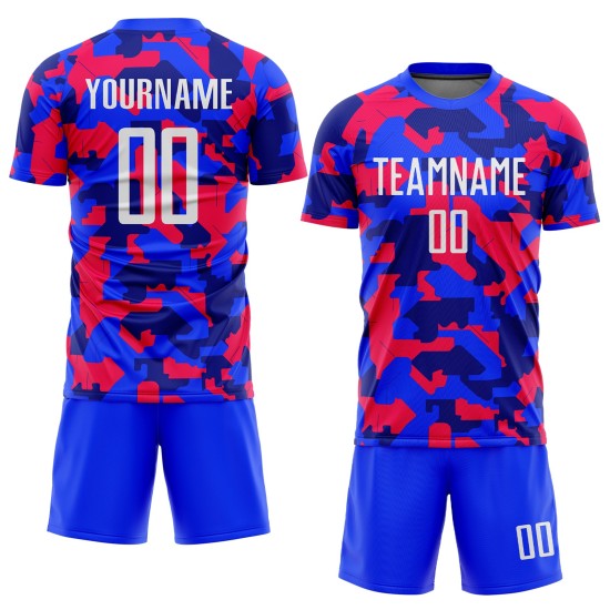 Servicio de uniformes personalizados, camiseta de fútbol blanca y real, sublimación de camuflaje