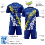 Camiseta de fútbol de sublimación, color amarillo claro y blanco, personalizada, con goteo y arte real, con salpicaduras Camiseta de fútbol de sublimación, color amarillo claro y blanco, personalizada, con goteo y arte real, con salpicaduras