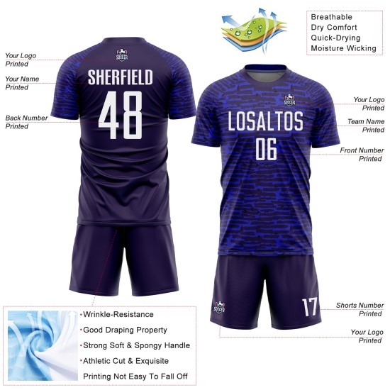 Uniforme de fútbol Jersey Royal White Sublimación personalizada Uniforme de fútbol Jersey Royal White Sublimación personalizada
