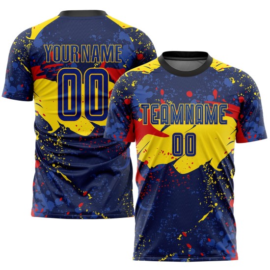 Camiseta de fútbol de sublimación personalizada de uniforme dorado real Camiseta de fútbol de sublimación personalizada de uniforme dorado real