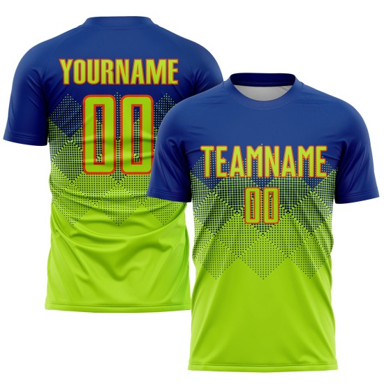 Camiseta de fútbol personalizada de sublimación neón, color verde y naranja. Camiseta de fútbol personalizada de sublimación neón, color verde y naranja.