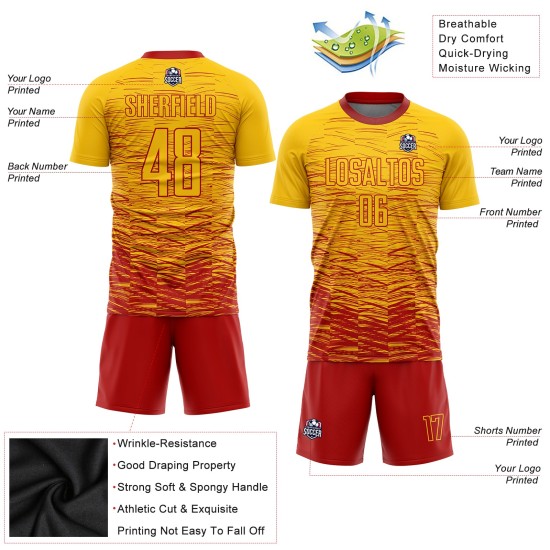 Camiseta de fútbol roja personalizada, uniforme de sublimación amarilla Camiseta de fútbol roja personalizada, uniforme de sublimación amarilla