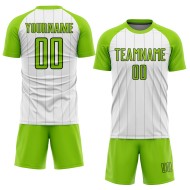 Camiseta de fútbol de sublimación de rayas verde-negra, personalizada, blanca y neón Camiseta de fútbol de sublimación de rayas verde-negra, personalizada, blanca y neón