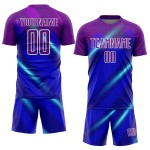 Uniforme personalizado de sublimación de fútbol morado y blanco de Jersey Lines Royal Uniforme personalizado de sublimación de fútbol morado y blanco de Jersey Lines Royal