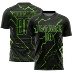 Camiseta de fútbol Aurora verde relámpago, uniforme negro de sublimación, personalizada