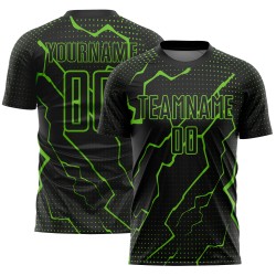Camiseta de fútbol Aurora verde relámpago, uniforme negro de sublimación, personalizada