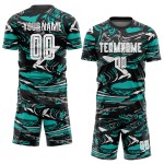Camiseta Uniforme Blanco-Aqua Sublimación Figura Fútbol Personalizada Camiseta Uniforme Blanco-Aqua Sublimación Figura Fútbol Personalizada