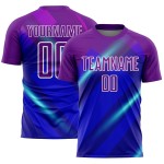 Uniforme personalizado de sublimación de fútbol morado y blanco de Jersey Lines Royal Uniforme personalizado de sublimación de fútbol morado y blanco de Jersey Lines Royal