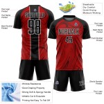 Camiseta de fútbol roja fluida abstracta, negra y blanca, uniforme de sublimación personalizado Camiseta de fútbol roja fluida abstracta, negra y blanca, uniforme de sublimación personalizado
