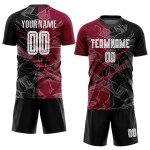 Camiseta de fútbol rasca y gana, uniforme de sublimación, personalizada, con estampado de grafiti en negro y granate.