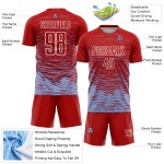 Camiseta de fútbol personalizada por sublimación, uniforme de línea ligera azul y blanca, color rojo